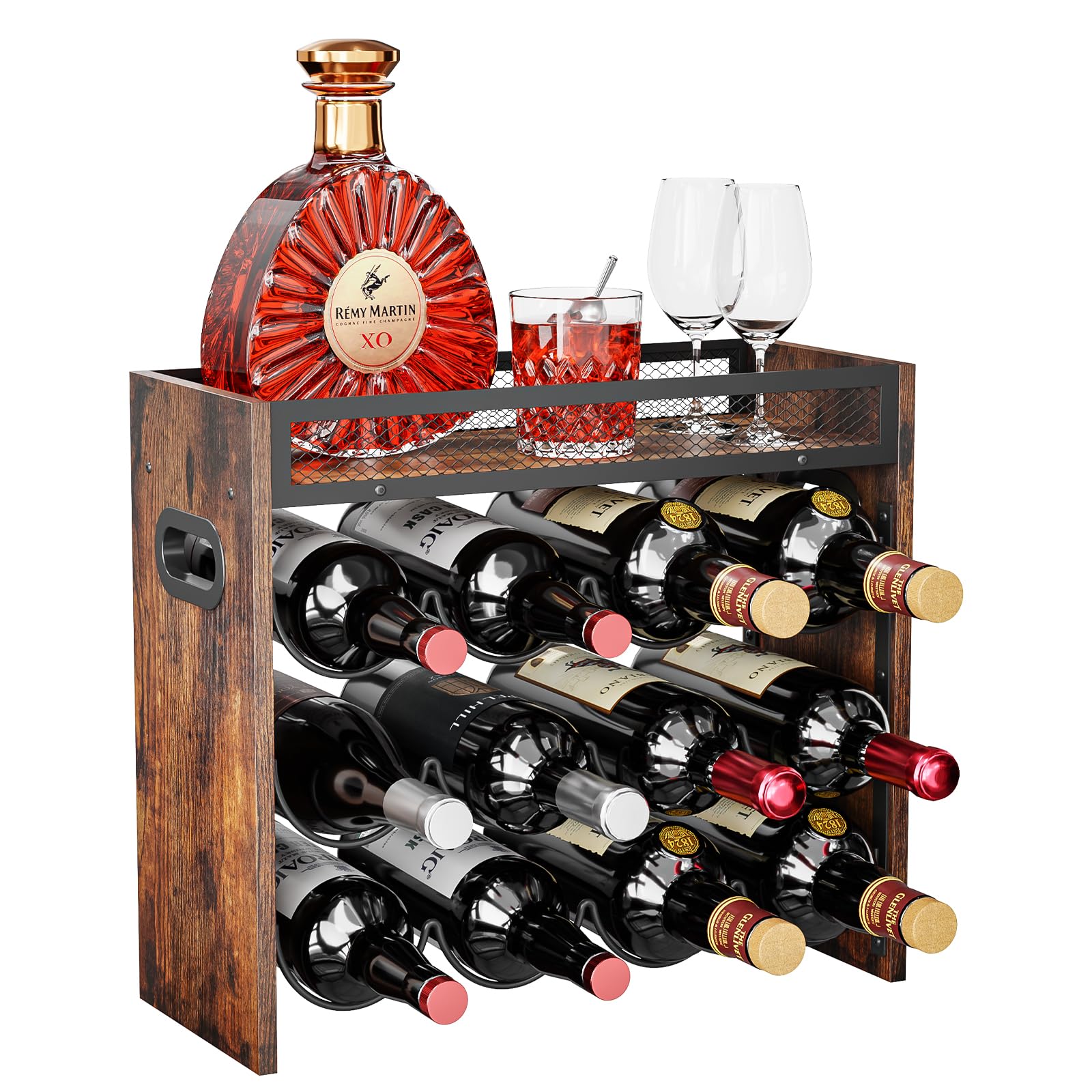 KLM 3-Tier Wine Rack, can Hold 12 Bottles.Suitable for Home Kitchens, Restaurants, Food Pantries, cabinets, and Bars.