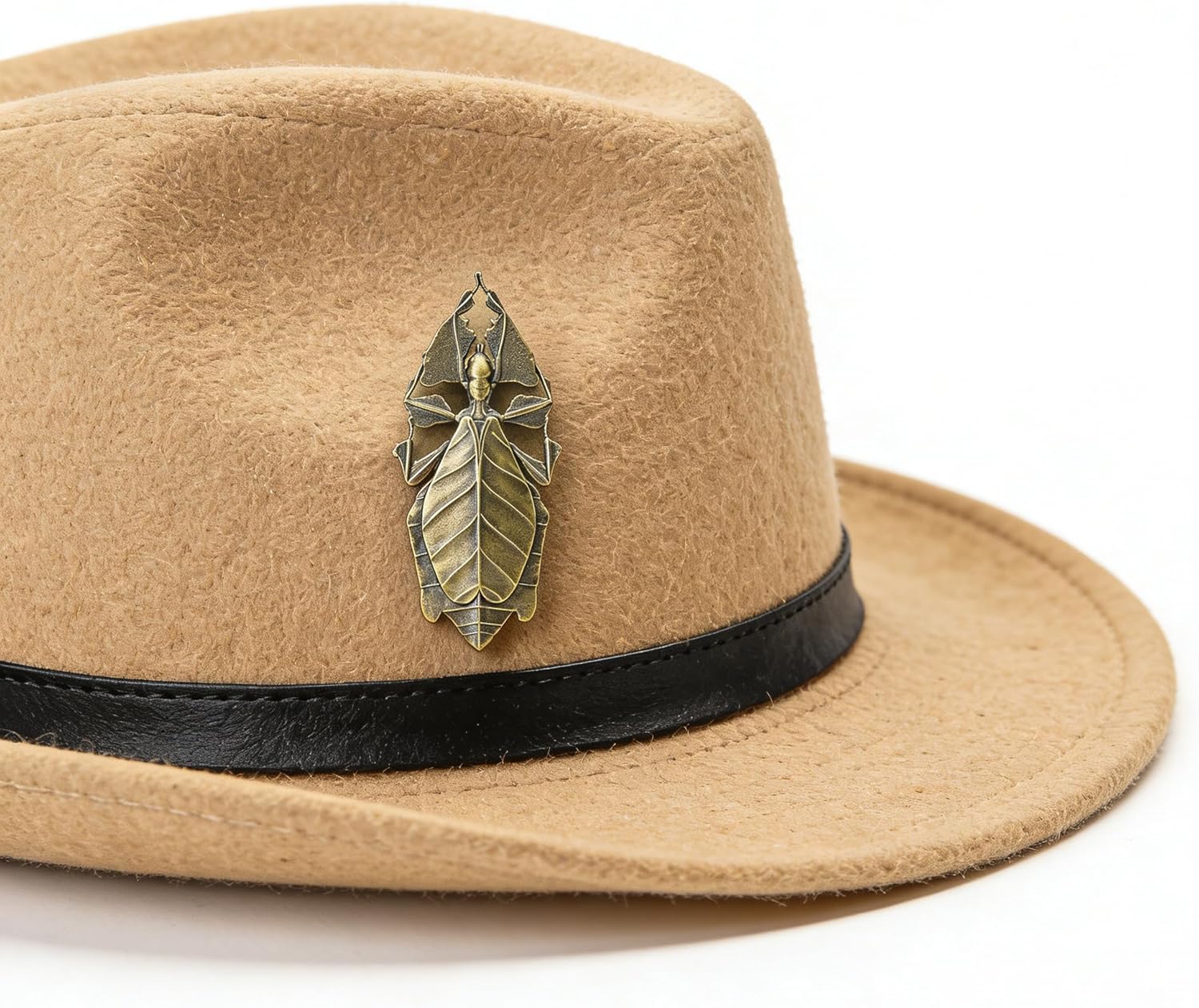 Vintage Brass Leaf Insect Lady Brooch Pin, Nature Themed Handcrafted Unisex Antique Lapel Pin for Men Women Jacket Coats Dresses Bag Accessory - Image 9