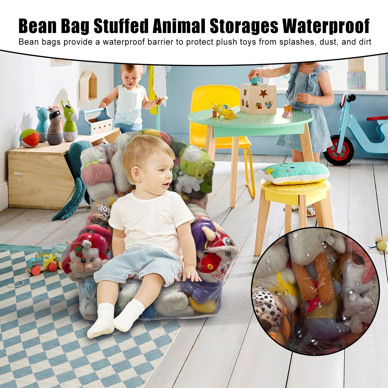 Saco De Almacenamiento Para Juguetes De Peluche Transparente E Impermeable | Organizador Para Esquina Sofá Dormitorio Cama Adultos Residencia Niños