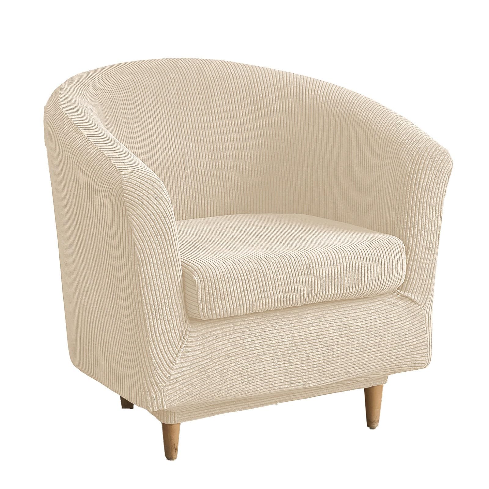 2 Piece Club Chair Cover Stretch Tub Chair Slipcover Soft Round Barrel Chair Covers with Elastic Bottom for Bar Counter Living Room(Beige)