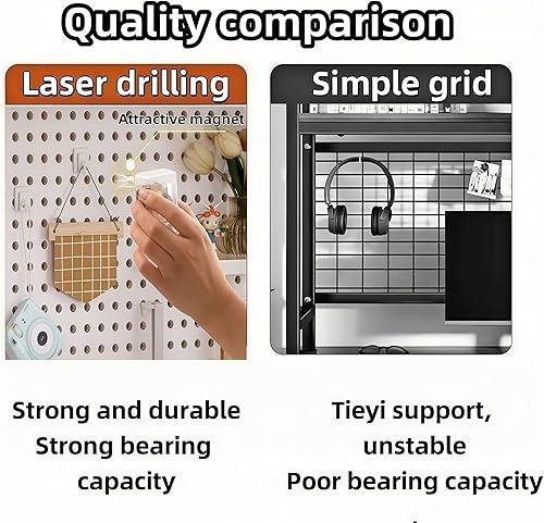 Miniatura 7 de Estantería de escritorio, organizador de tablero de clavijas de varios tamaños, estante de almacenamiento de escritorio negro, estante de