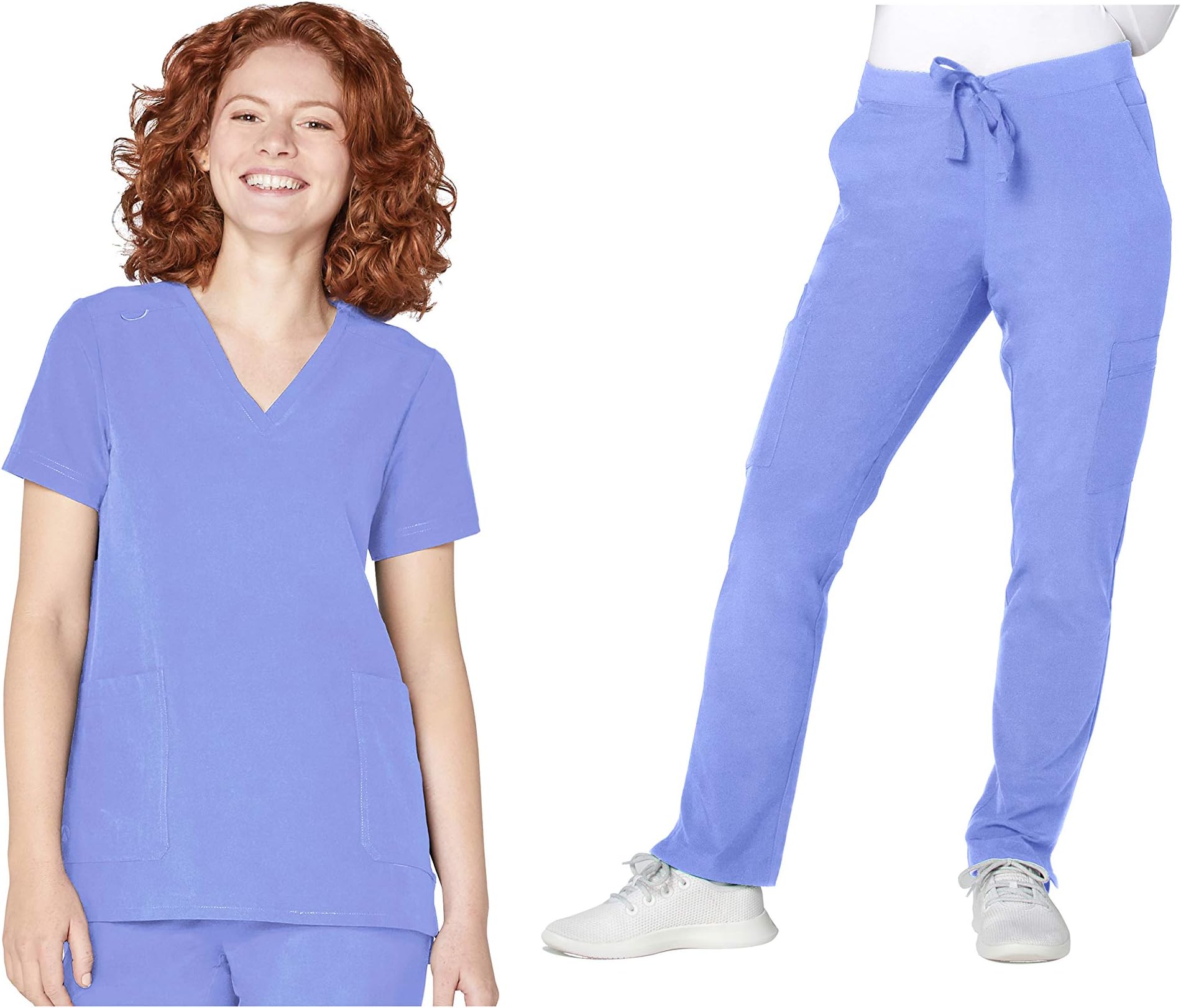 Adar UniformsAdar Addition Go-Basic Scrub Set for Women - Slim V-Neck Scrub Top & Skinny Cargo Scrub Pants