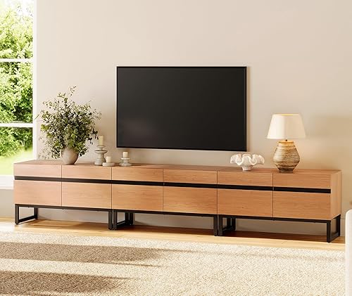 Miniatura 10 de WAMPAT Moderno soporte de TV para televisores de hasta 50 pulgadas, mesa consola central de entretenimiento de TV con gabinete de almacenamiento,