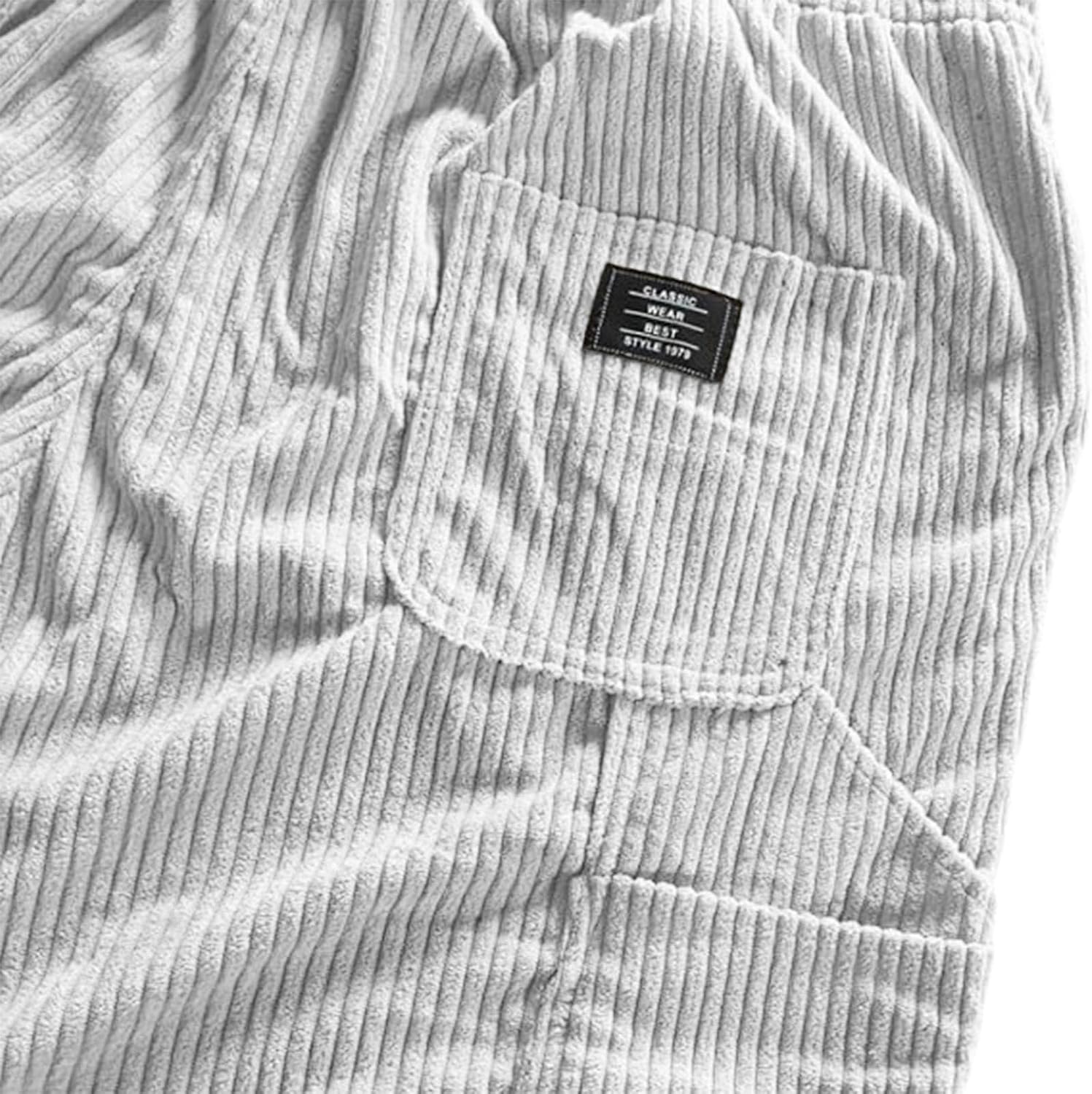 Men's Corduroy Carpenter Pants Baggy Straight Leg Label Patch Casual | Thick Rib Corduroy with Front Utility Pocket and Woven Label, Retro Workwear-Inspired for Fall and Winter Fashion Outfits