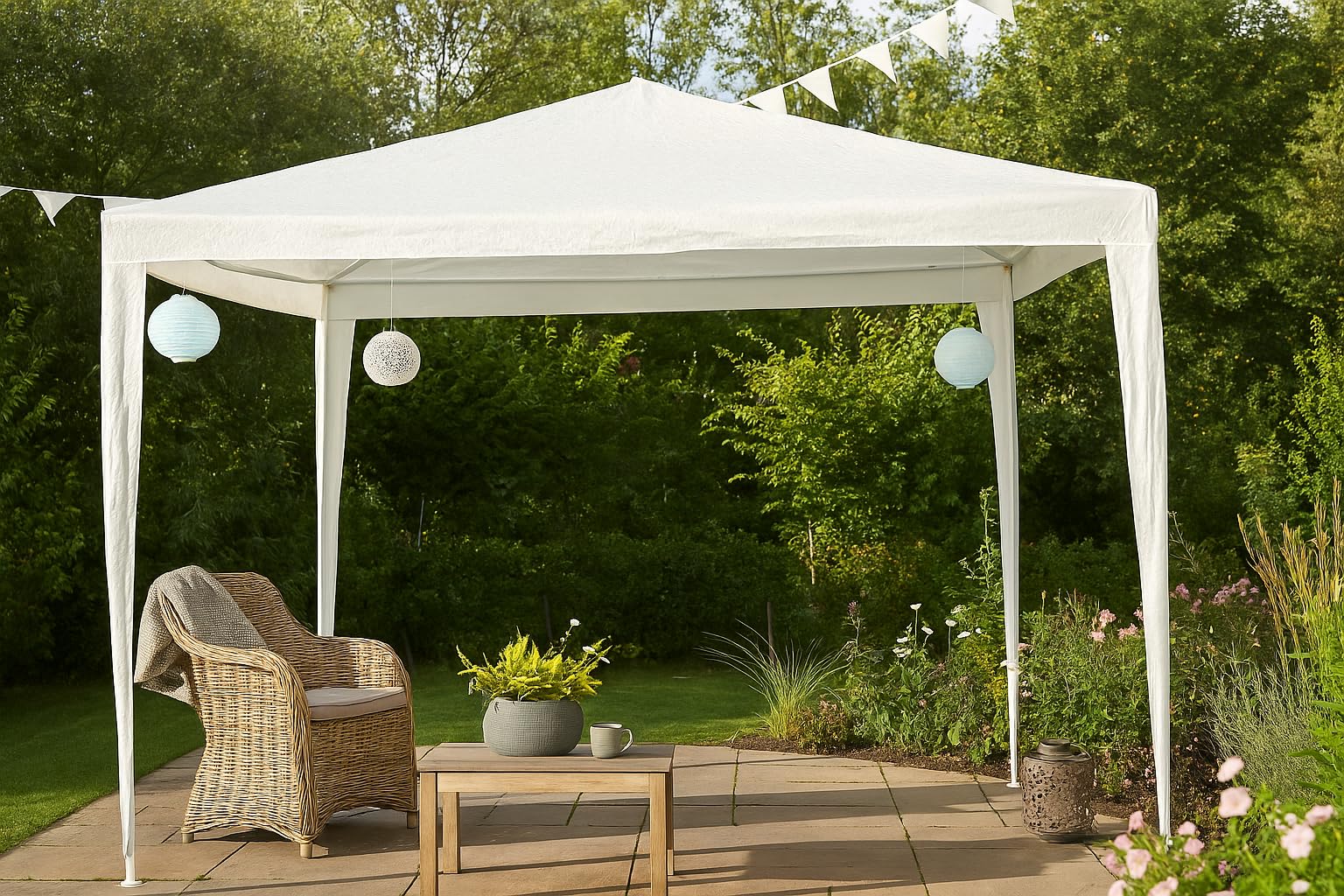 Linea Garden Friend G1617006 Gazebo facile, Struttura in acciaio copertura in pe, 110 gr/m², 3x4 m bianco