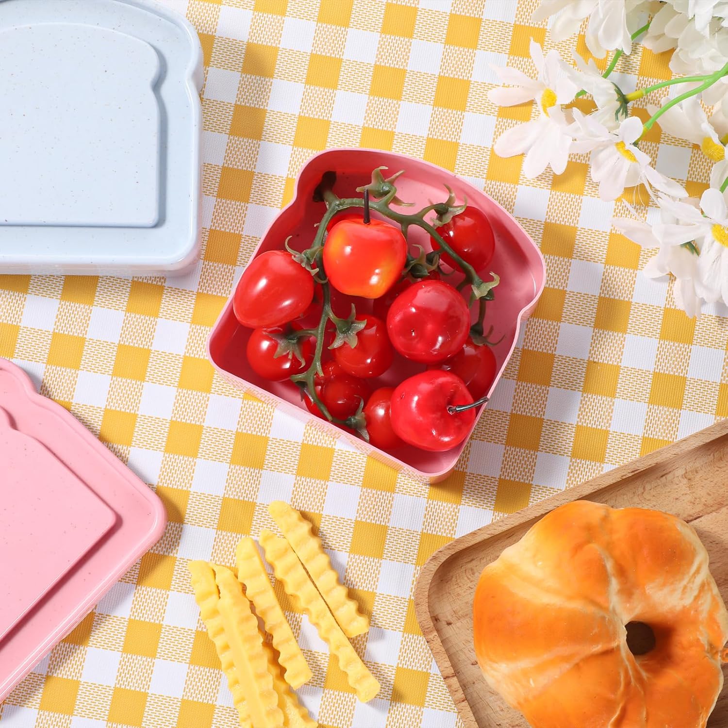 2 Pcs Sandwich Containers Toast-Shaped Sandwich Containers for Lunch Boxes Plastic Food Storage with Lid Sandwiches Holder Bread Boxes BPA Free Reusable Microwave Dishwasher Safe for Family - Image 4