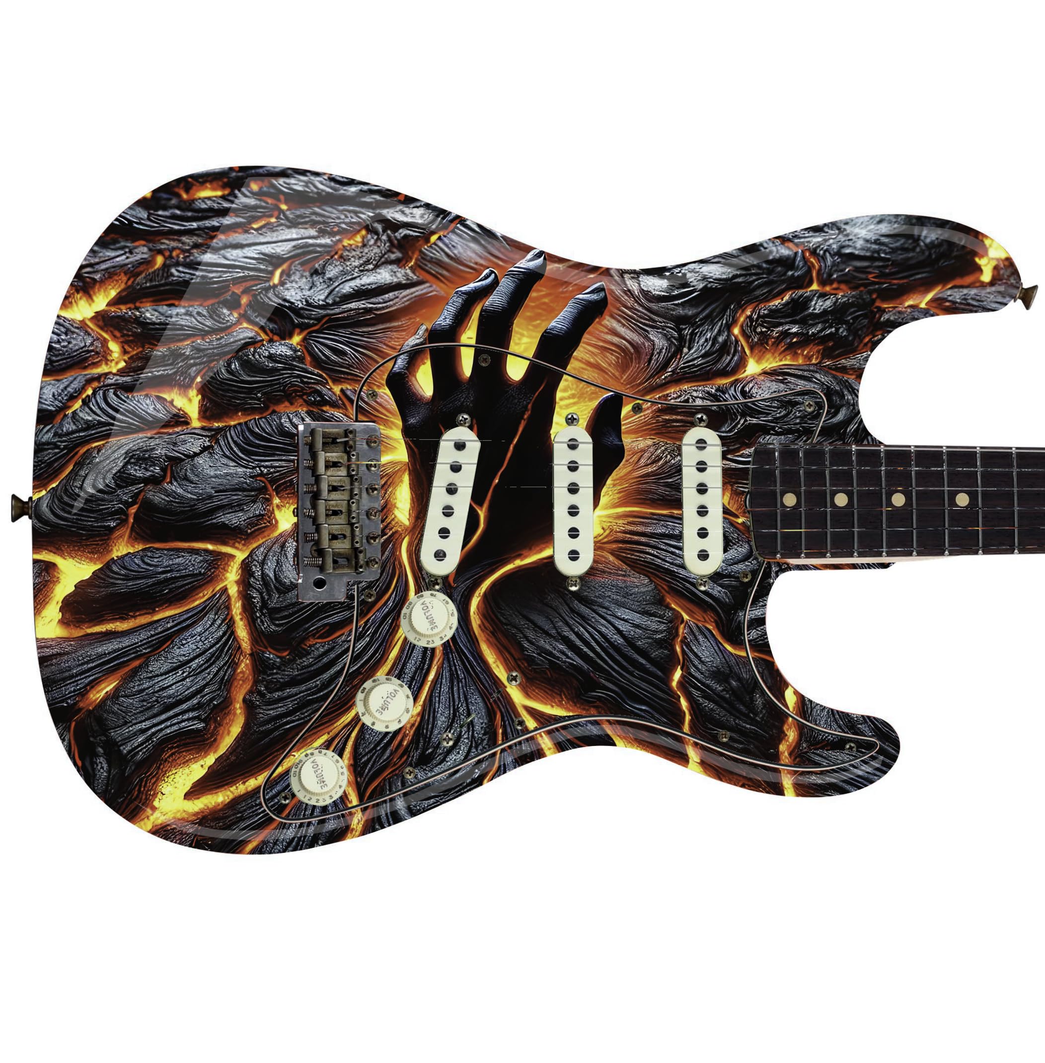 DesignDivil Adhesivo de vinilo impreso laminado GS229 para guitarra o bajo con texto en inglés "The Lava Hand"
