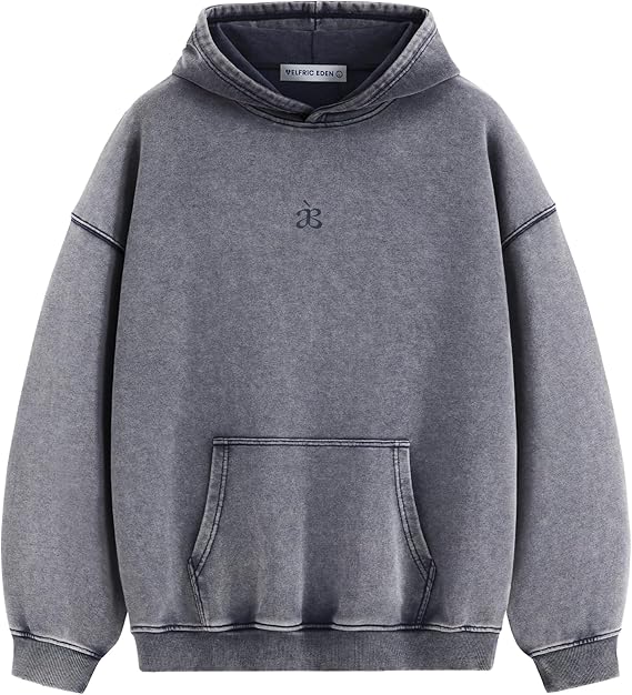 Aelfric Eden Washed Plain Hoodies For Men Women Vintage Acid Wash Oversized Sweatshirts Casual Streetwear Pullover Hoodie