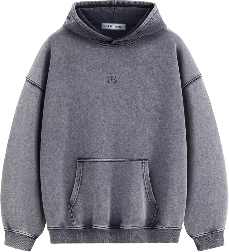 Aelfric Eden Washed Plain Hoodies For Men Women Vintage Acid Wash Oversized Sweatshirts Casual Streetwear Pullover Hoodie