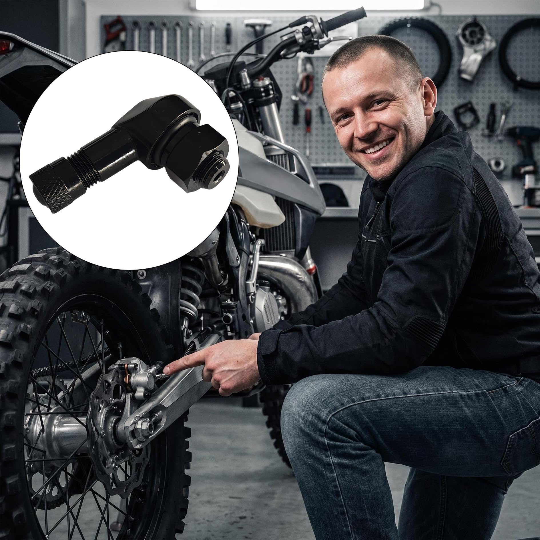 2 Pezzi Valvole Angolare per Motocicletta, Adattatore di Estensione Valvola 8,3 Mm per La Maggior Parte Pneumatici 90 Gradi per Pneumatici Moto Compatibili con Più Modelli