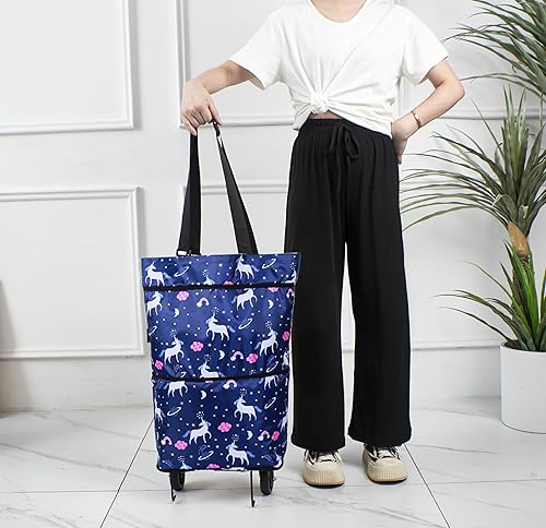 Miniatura 7 de Bolsas plegables mejoradas para la compra con ruedas, carrito de compras plegable, bolsas de compras reutilizables, bolsas de comestibles