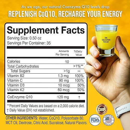 Miniatura 2 de CoQ10 líquido de 120 mg de ubiquinona biodisponible para una absorción superior. Apoya la salud del corazón, los huesos y la piel con un