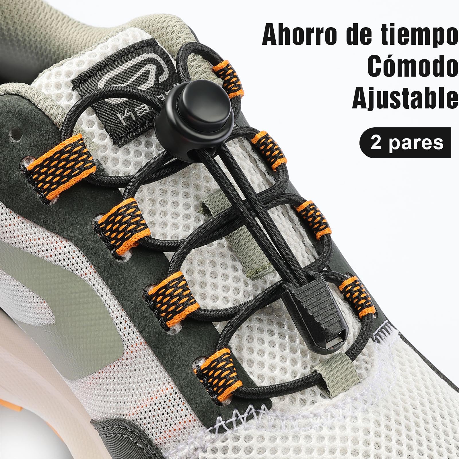 Cordones Elasticos 2 Pares Ajustables sin Atar para Zapatillas Deporte Adultos Niños