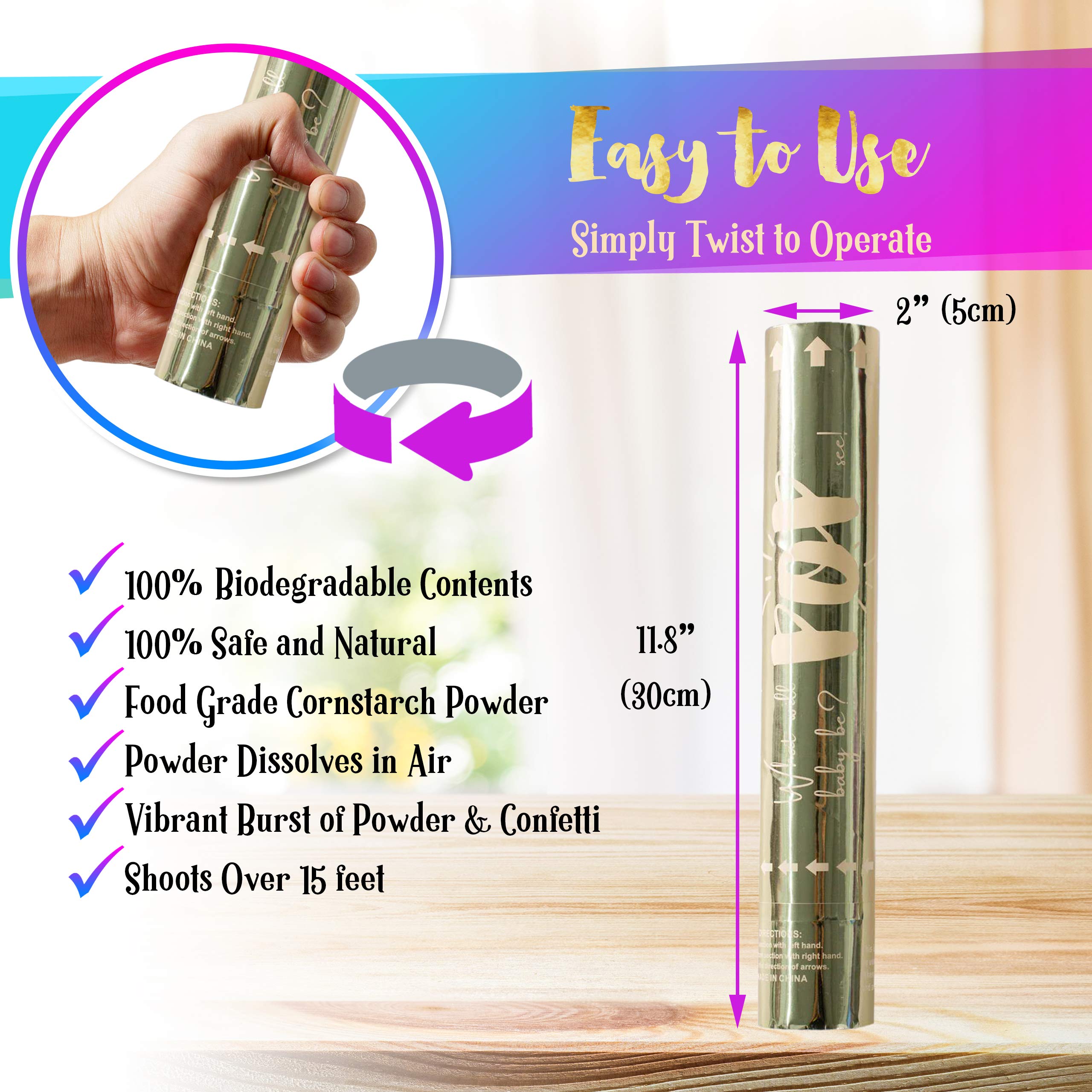 Buy Revealations Gender Reveal Confetti Powder Cannon Set of 4 Blue