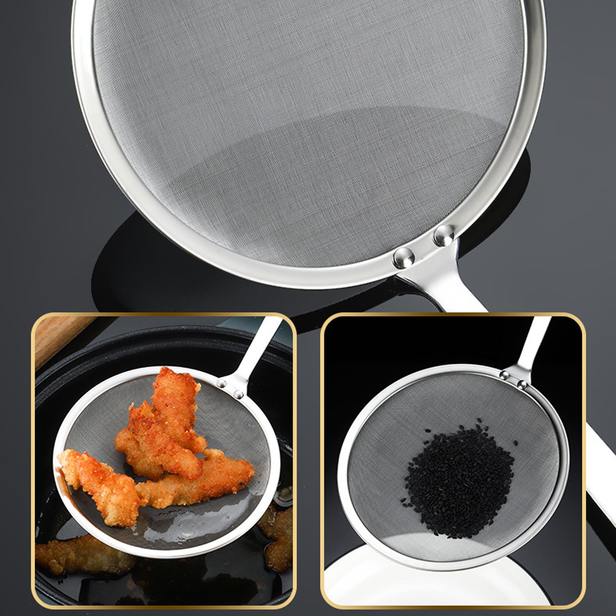 2 Unidades Cuchara de Filtro, Acero Inoxidable Espumadera, Colador Alimentos para Cocina, Colador Malla Fina Cocina para Separar Manchas De Aceite, Grasa, Espuma, Aceite De Filtro