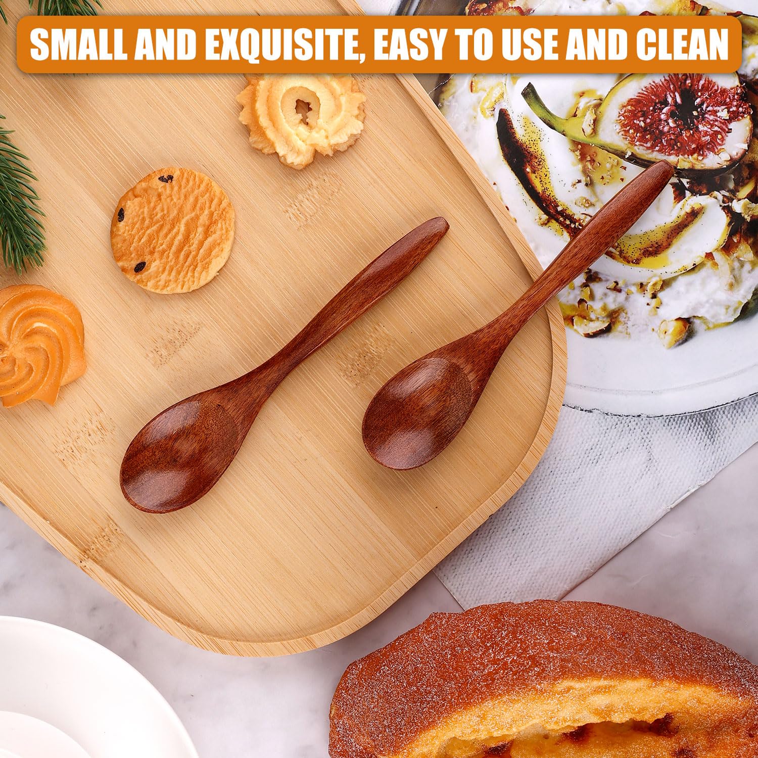 6-Piece Small Wooden Spoons - 5.3 Inch Mini Teaspoons For Condiments & Kitchen Use