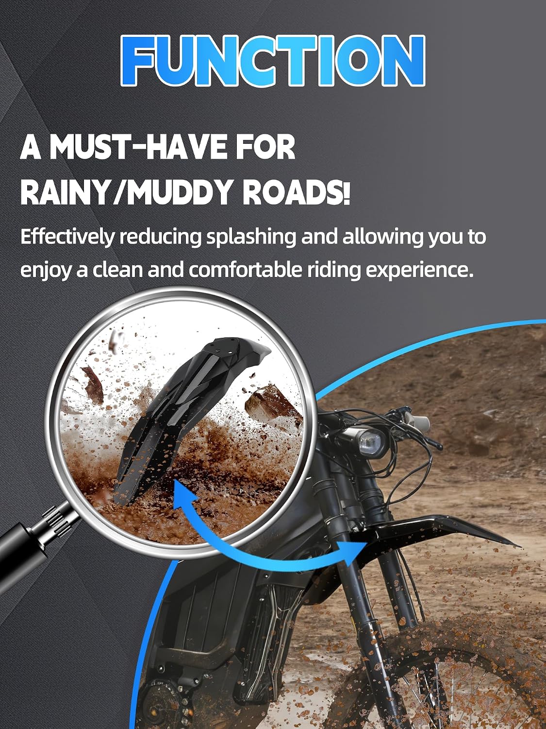 Front Fender for Talaria Sting,Motorcycle Mud Guard Protector Mudguard for Electric Dirt Bike Ebike Taparia Sting MX3/Taparia Sting R MX4/Taparia Sting MX5 Pro Black