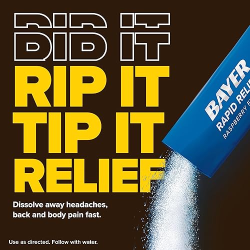 Miniatura 5 de Bayer Rapid Relief Powder Packs with Aspirin & Caffeine, Dissolvable Fast Acting Pain Relief for Headache, Muscle and Body Pain, Raspberry Flavor