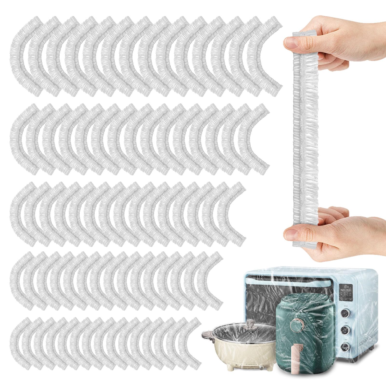 Fundas desechables de 5 tamaños para cocina y cubiertas transparentes de elástico