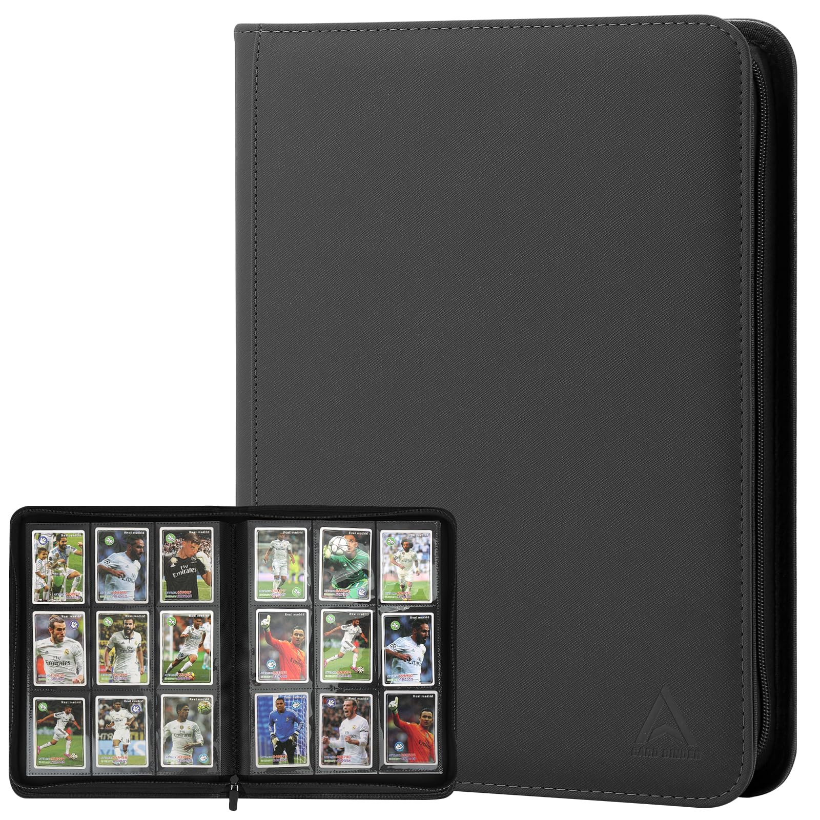 Card Binder 9 Pocket, Double Sided Pockets Trading Card Binder with 30 Sleeves, Premium Zip Trading Card Holder Collector Album Holds 540 MTG (Black)