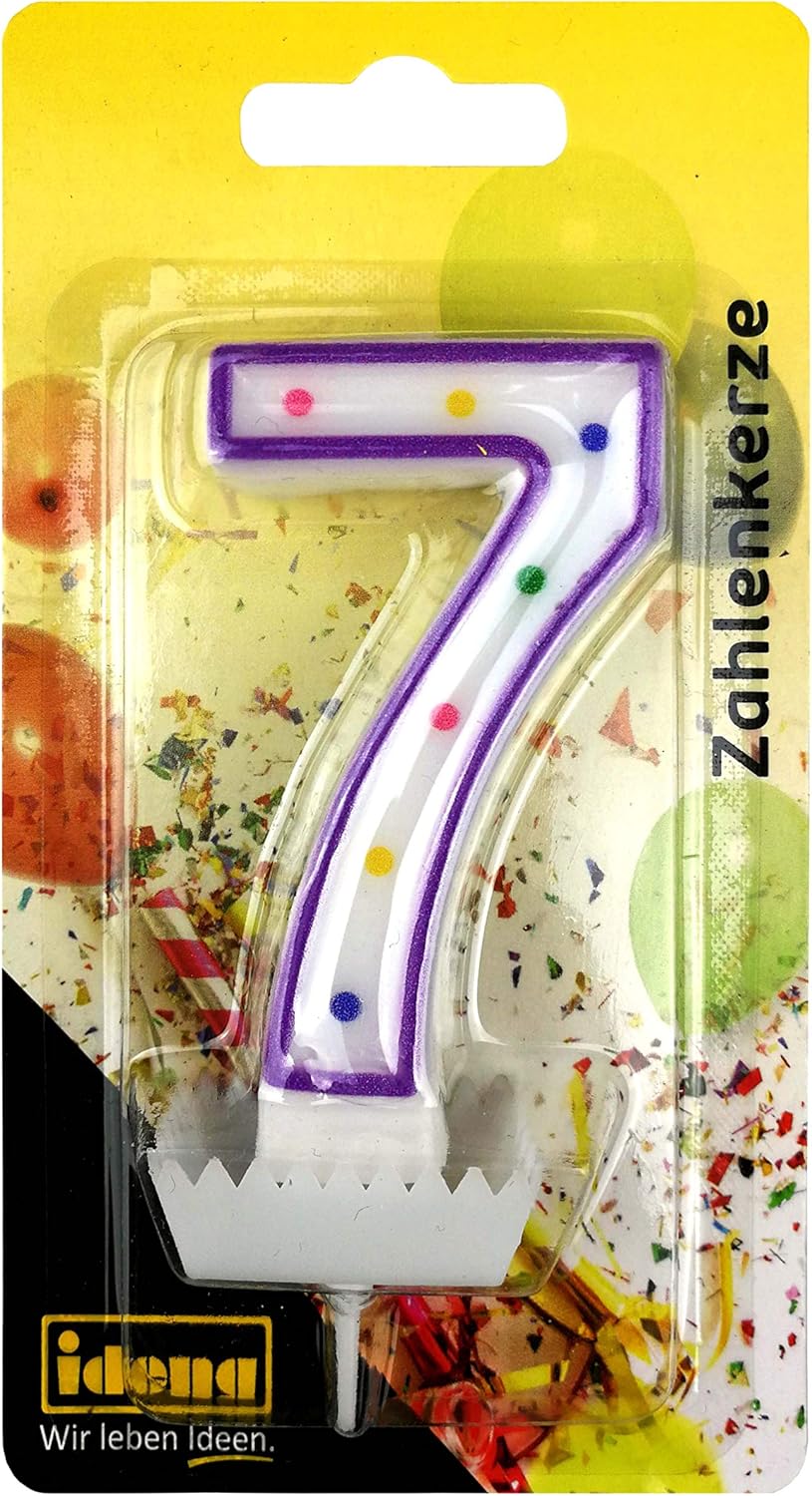 Idena 58367 - Number Candle, Cake Candle, Decoration, Candles, Birthday, Anniversary, Anniversary, Purple,white, 7 (EU) - Image 3