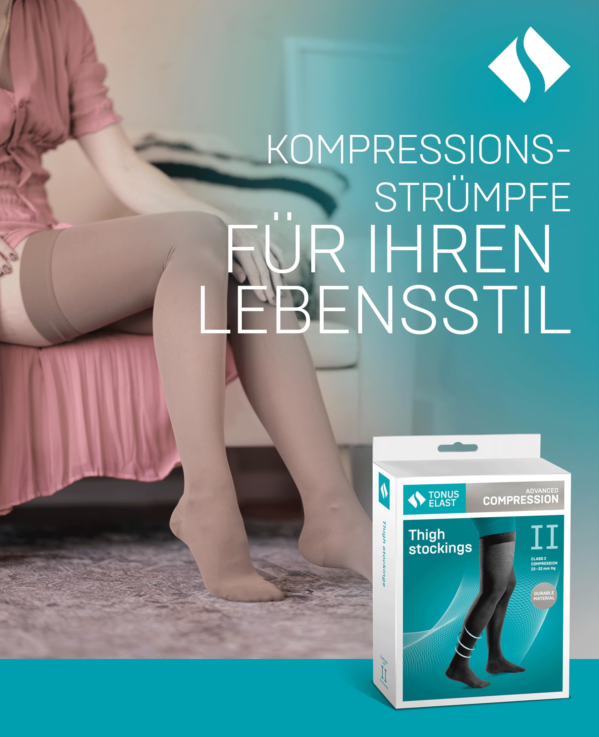 TONUS ELAST 23-32 mmHg Kompressionsstrümpfe | Geschlossene Zehen, KKL2 Stützstrümpfe für Damen & Herren, Medizinische Thrombosestrümpfe, Klasse 2 bei Krampfadern