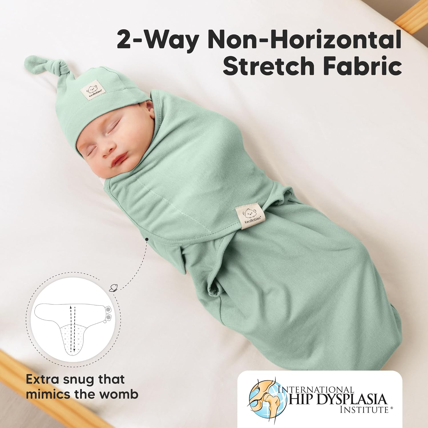 KeaBabies 3-Pack Organic Swaddles for Newborns Girls, Boys with Hats - Soft Cotton Baby Sleep Sacks 0-3 Months, Breathable Baby Hats and Swaddles 0-3 Months, Newborn Essentials Must Haves (Sage)