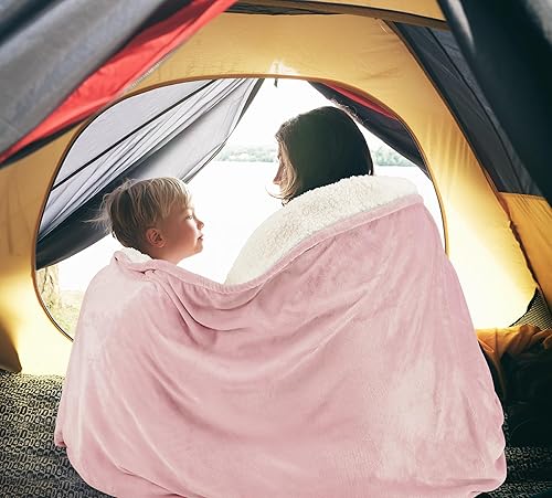 Miniatura 8 de Utopia Bedding Manta Sherpa tamaño King rosa, 90 x 102 pulgadas  Manta reversible de forro polar de felpa gruesa y cálida de 480 GSM para cama,