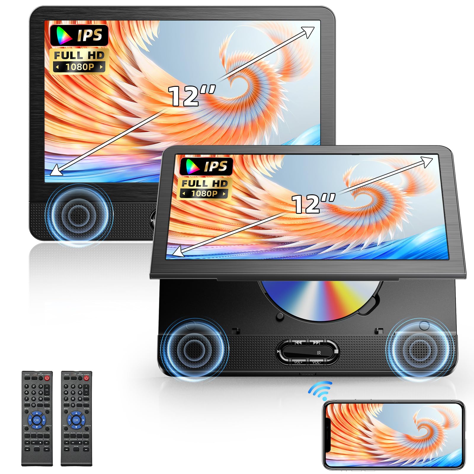 Photo 1 of Arafuna 12" Car Headrest DVD Player with HD IPS Screen, Support Phone Wireless Mirror Link, Car DVD Player Dual Screen with HDMI Input,Memory Function, Back seat Rear Entertainment System