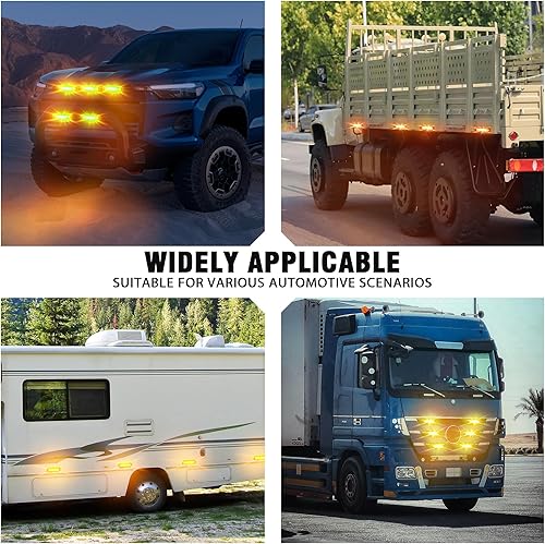 Miniatura 6 de WINECO Kit de 8 luces LED estroboscópicas ámbar de 12 V 24 V, función de sincronización, 12 luces LED de advertencia de peligro de emergencia con