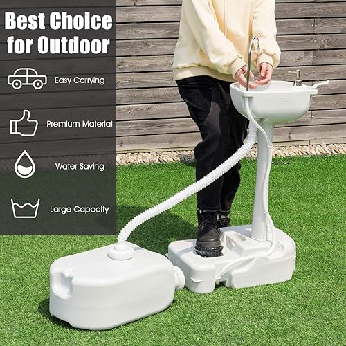 Miniatura 9 de Giantex Estación de lavado de manos con ruedas, tanque de agua dulce de 4.5 galones, soporte para toallas y dispensador de jabón líquido, soporte