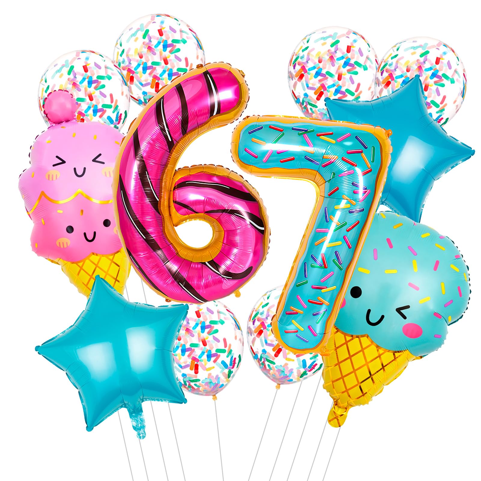 Balloon Garland Arch Kit 6 7 Birthday Party Decorations, Ice Cream Drip Foil Balloon, Funny Six Seven Balloons Set, Number 67 Brain Rot Sports Themed Party Supplies