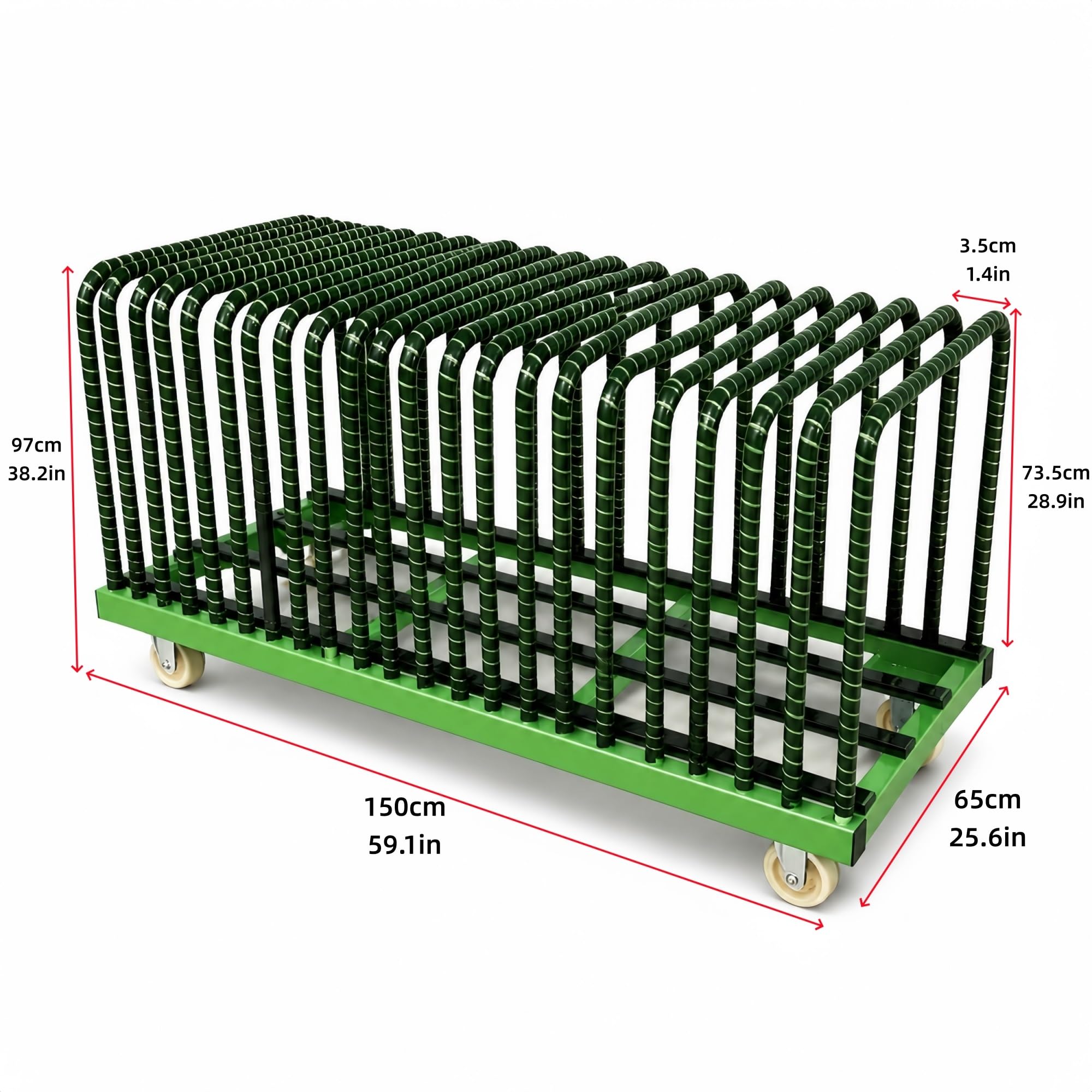 Plattenwagen mit Herausnehmbaren Trennern for Glas- und Steinplatten | Verstärkte Unterteile mit PVC-Umhüllten Kontaktflächen(22-Slot)