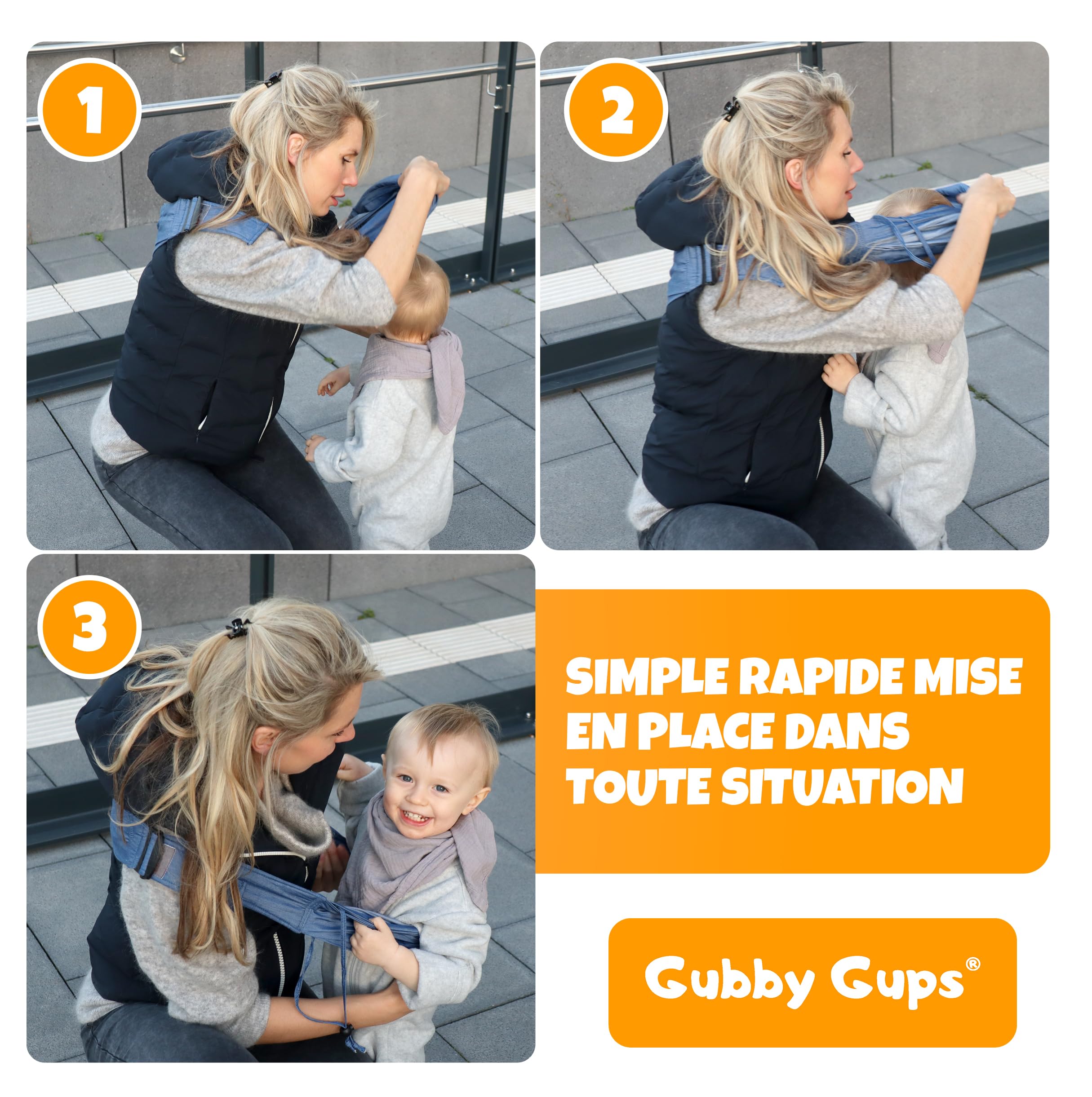 GUBBY GUPS Porte-Bébé Hanche Ergonomique V3.0 – Portage Bébé Latéral Léger Compact 15 kg