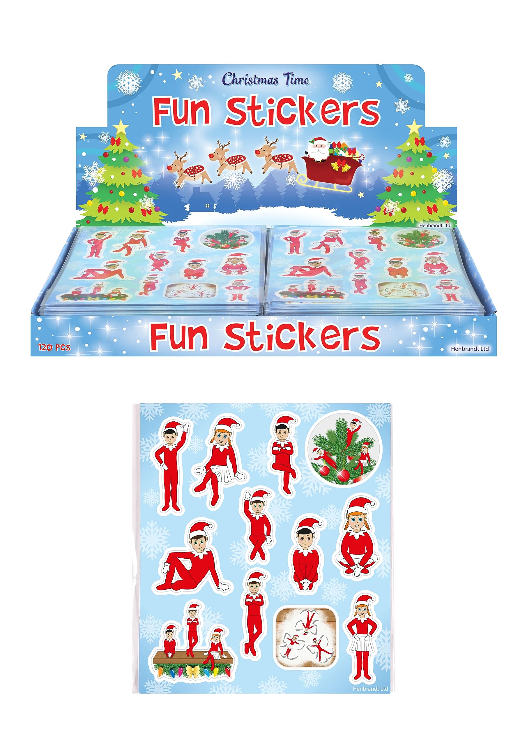Henbrandt 12 paquetes de calcomanías de Elfin Around Christmas Mini Elf Stickers Arts and Crafts para niños, elfos traviesos de Navidad, relleno de calcetines de Navidad, bolsas de regalo, bolsas de