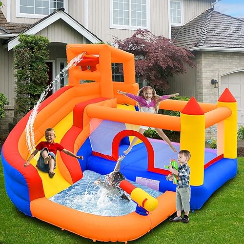 Miniatura 2 de ALINUX Inflatable Water Slide Inflatable Water Park for Wet and Dry 5 in 1 Water Pool Slide Without Blower