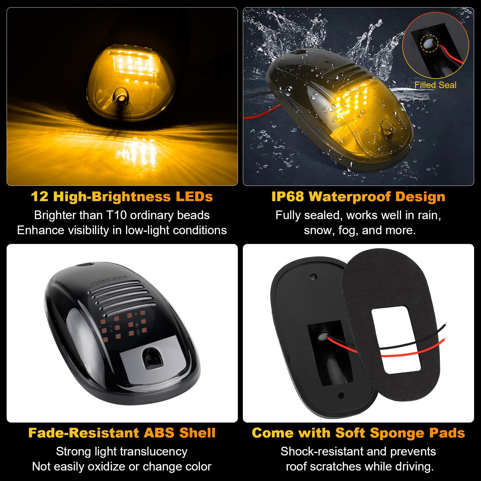 Lentes Ahumadas Luces Led Para Cabina De Camión, Luces De Techo