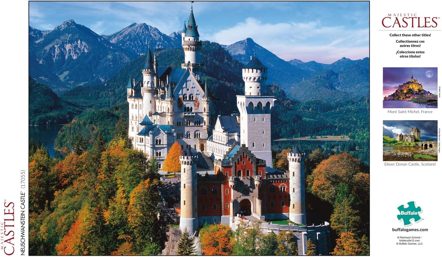 Buffalo Games - Majestic Castles - Neuschwanstein Castle Bavaria - 750 Piece Jigsaw Puzzle White,blue,brown, 26.75"L X 19.75"W