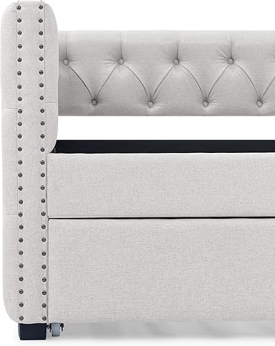 Miniatura 6 de Sofá cama con nido, cama de día tapizada y sofá cama nido pequeño, marco de sofá cama nido extraíble, sofá para sala de estar, sofá cama de