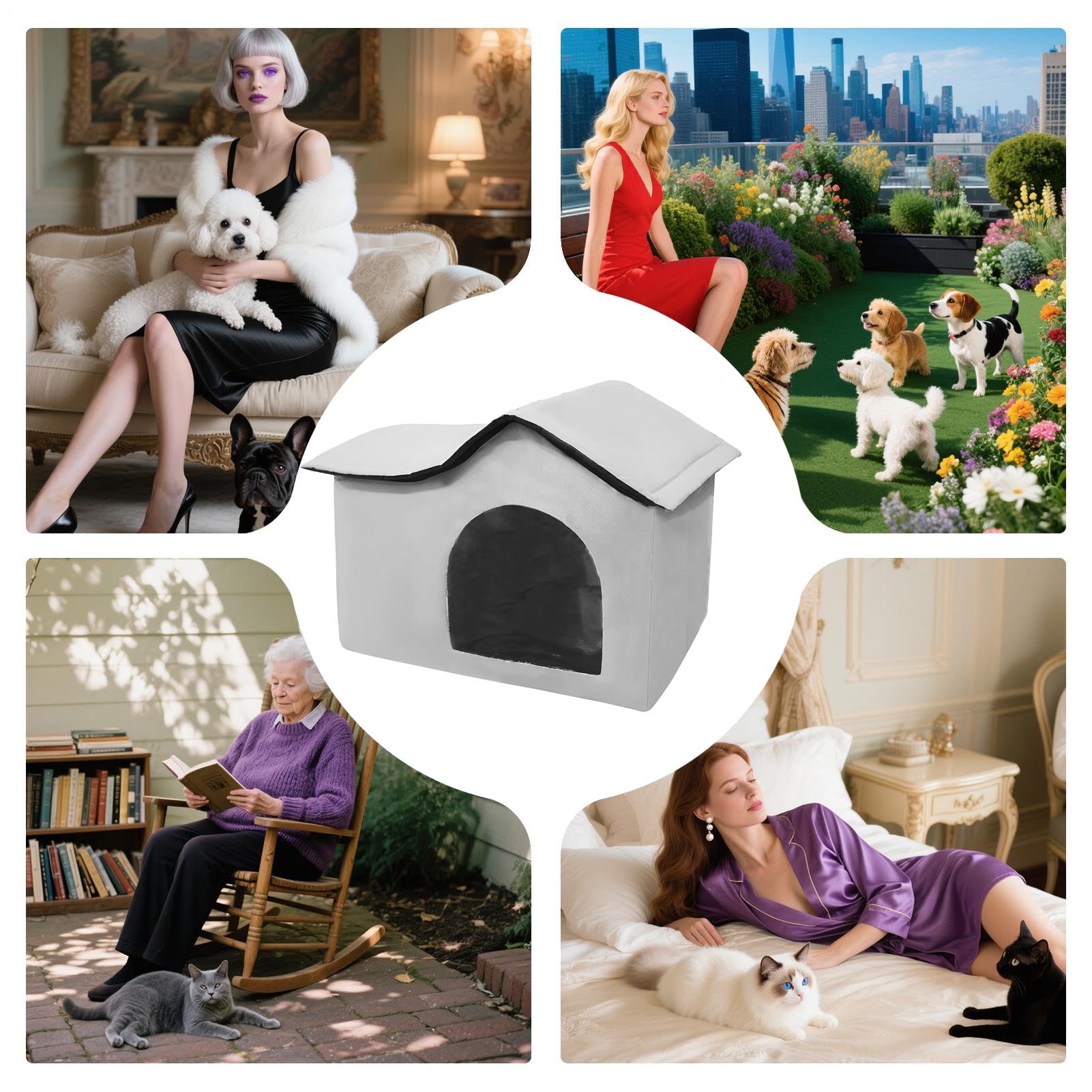 Maison Rafraîchissante pour Chat d'Extérieur - Refuge Rafraîchissant d'Extérieur Pour Animaux - Abri Pour Cages Avec Poches à Glaçons Pour Intérieur Extérieur Camping Jardin