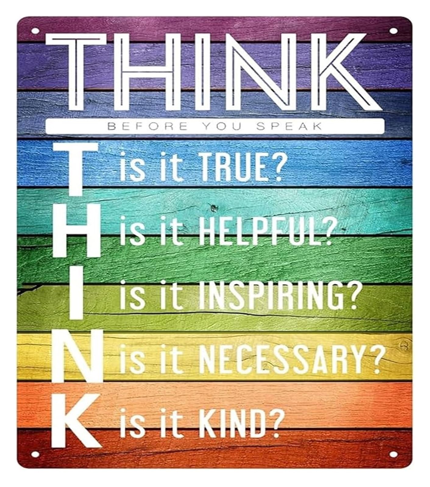 Funny Workplace Metal Sign Think Before You Speak Motivational Quote Aluminum Wall-Art for Break Room Employee Lounge HR Department Policy Display 8 X 12 inch