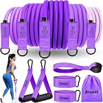 Ayombo Resistance Bands Women, 150lbs Workout Bands Resistance, Exercise Bands Set with Handles, Door Anchor, 5 Level Workout Bands for Physical Therapy, Yoga, Pilates, Shape Body