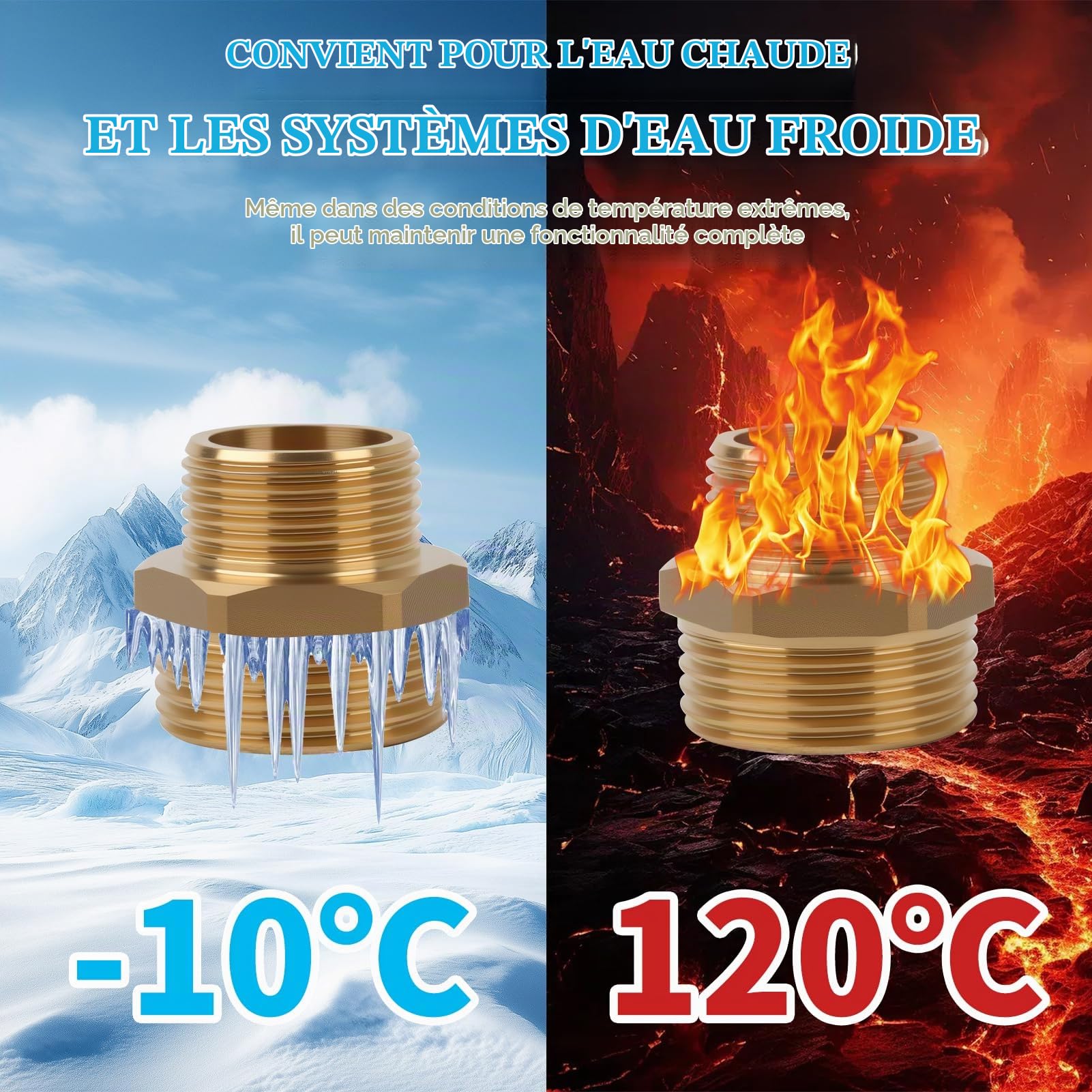 2 PCS de Raccords Réducteurs en Laiton 1 à 3/4, Mamelon Réduit Double Mâle, Raccord Pompe a Eau, Réducteur en Laiton, Raccords Filetés Pour Systèmes de Plomberie et Conduites d’Eau