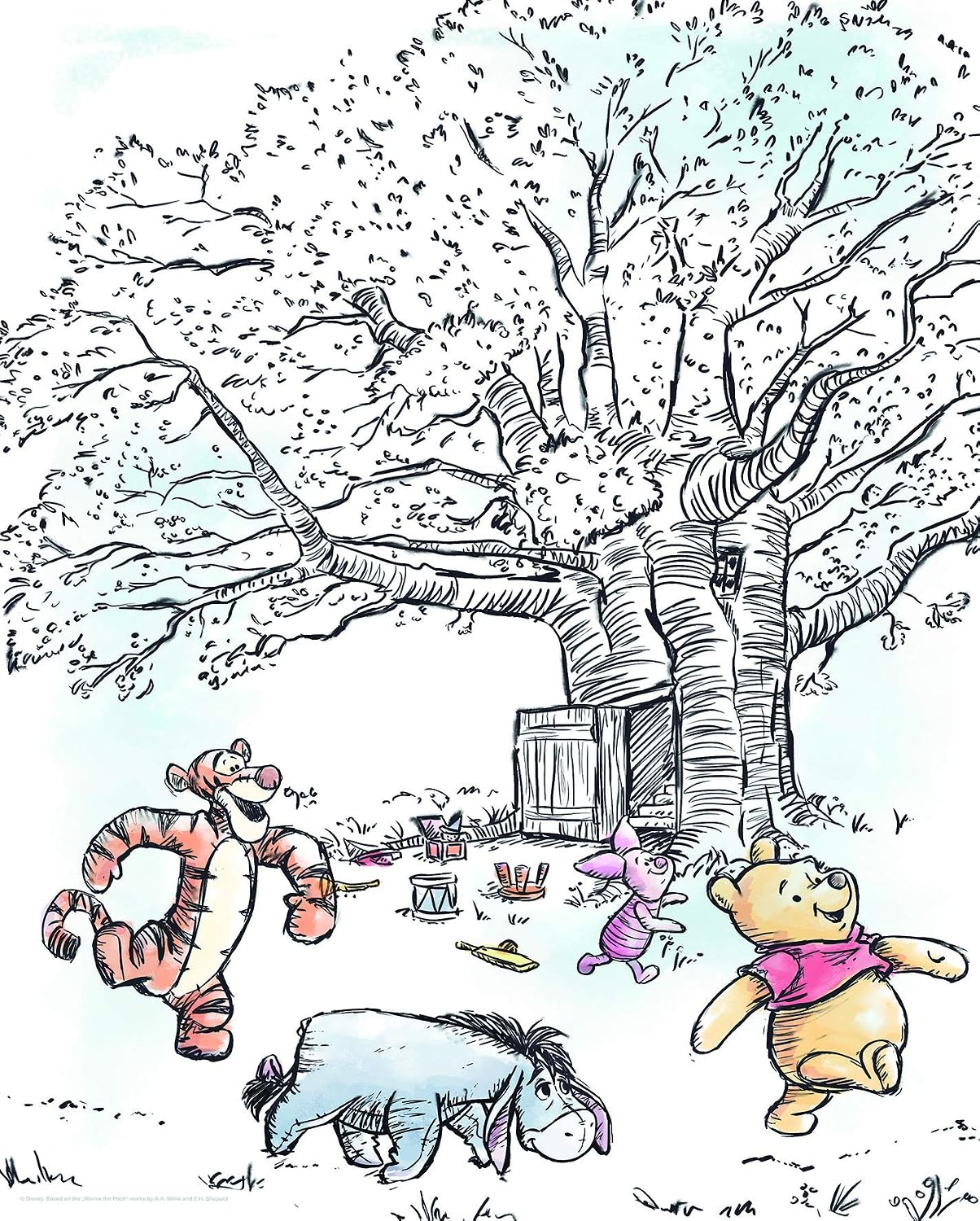 Disney Wall Picture by Komar Winnie The Pooh Playground Children's Room, Baby Room, Decoration, Art Print