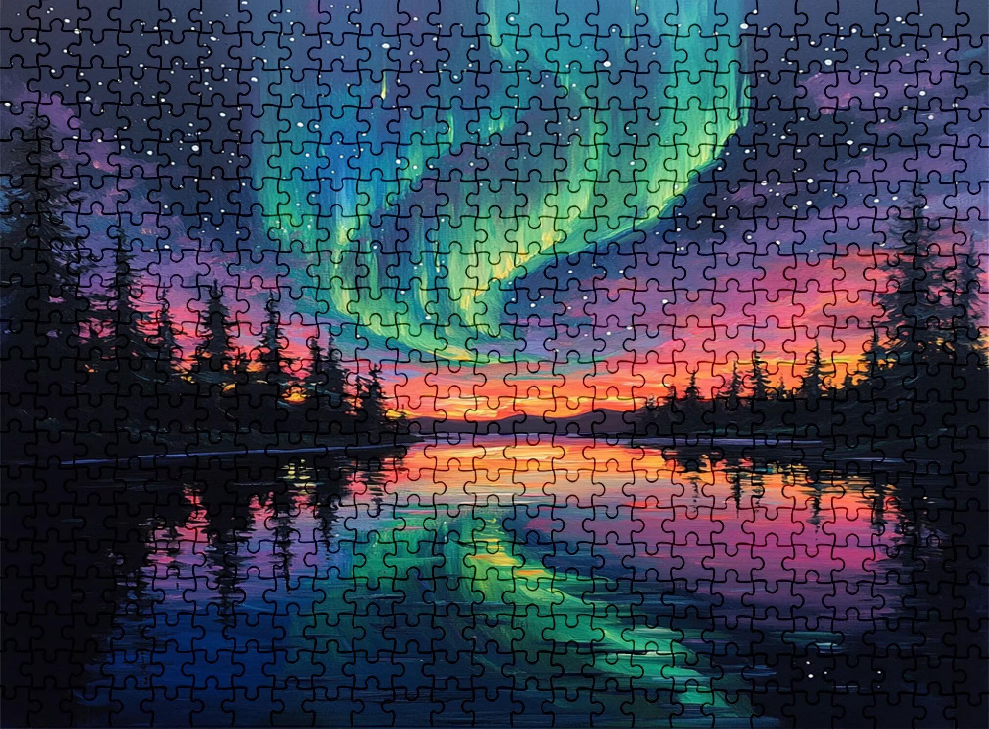 Puzzle 1500 Teile, Holzpuzzle Erwachsene - Impossible Puzzle 87 x 57 cm niffliges Denkspiel & Denksport für Frauen & Männer, Familienspiel für Spieleabende, Geschenk für Frauen Norwegen Aurora w0-691