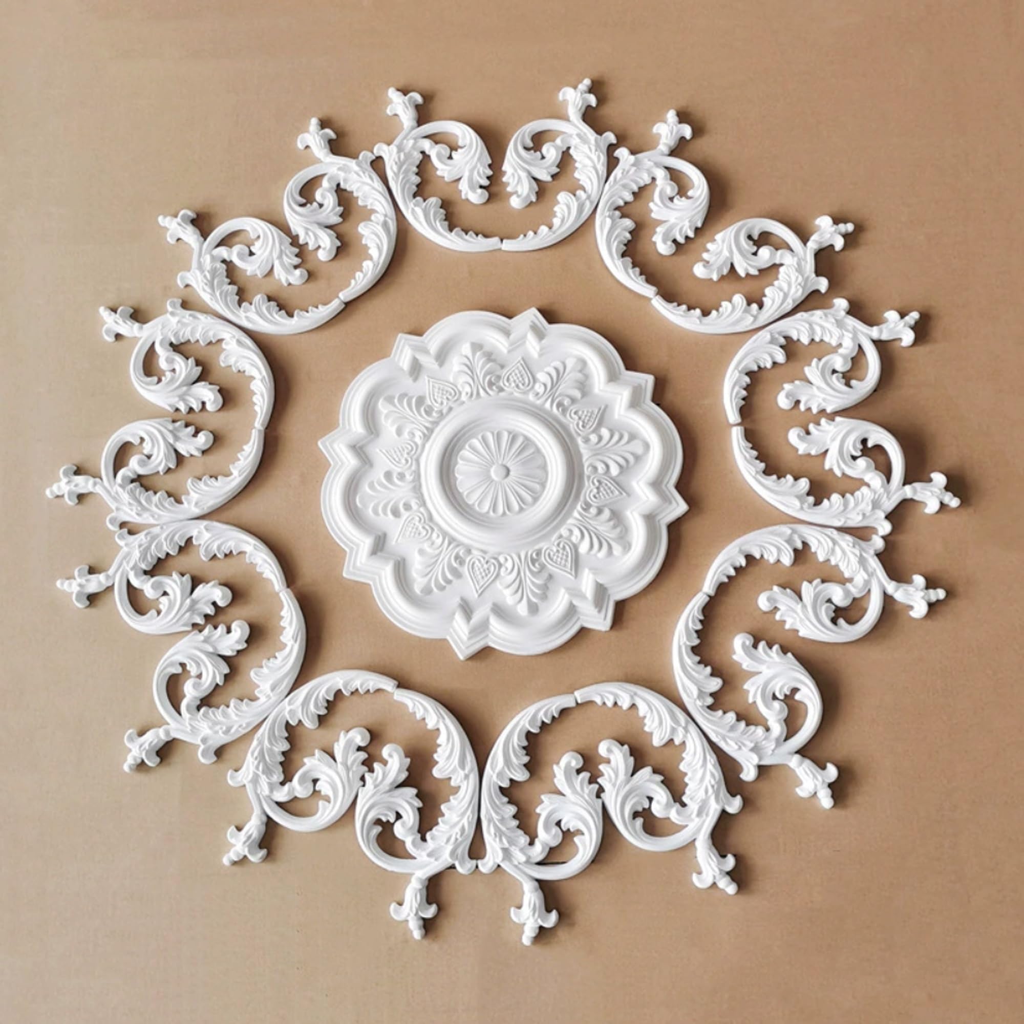 125cm Rosone Lampadario Soffitto Bianco Polistirolo Decorativo | Medaglione del Ventilatore Rotonda Moderno per Pareti Portalampada
