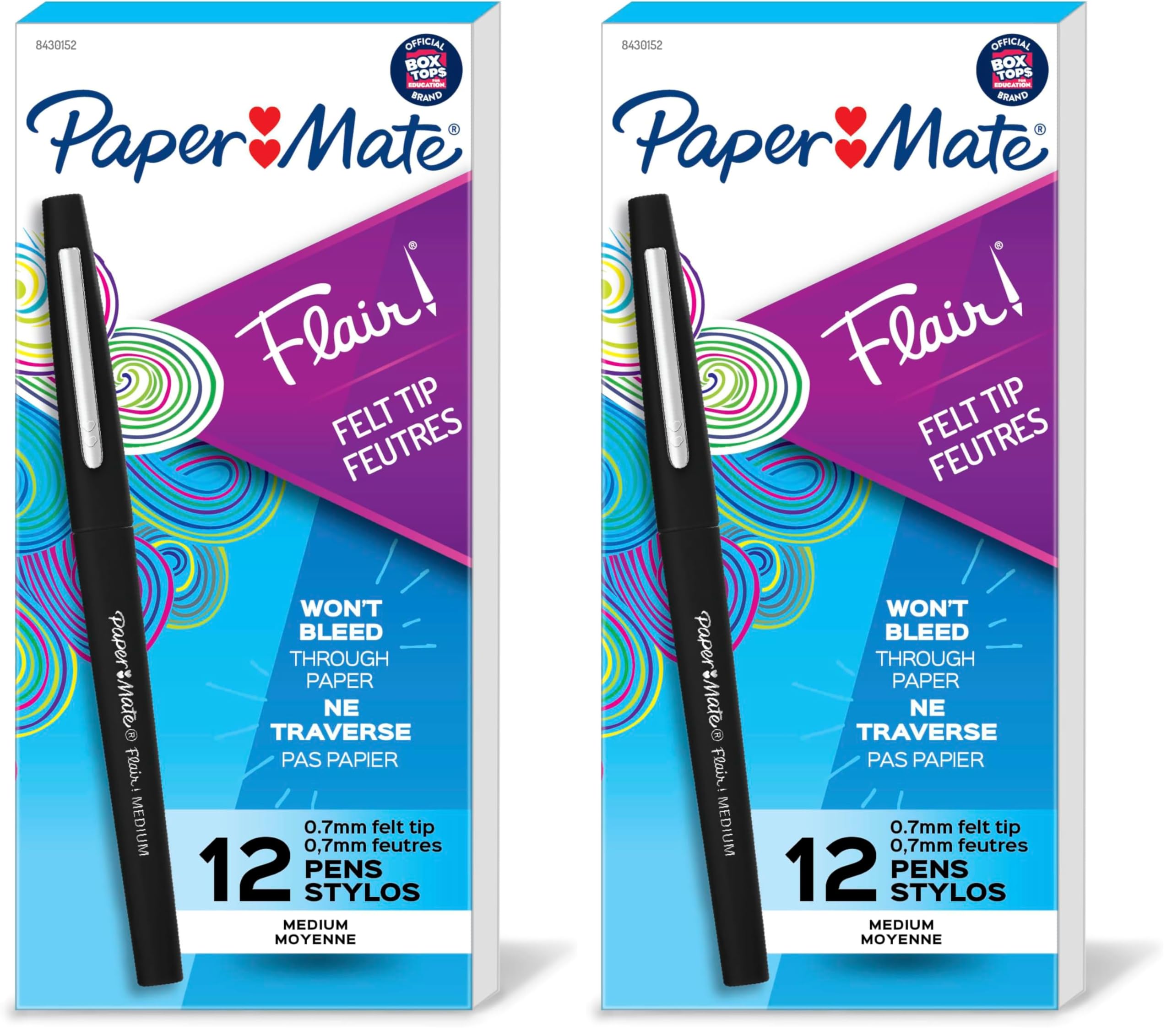 Paper Mate Flair Felt Tip Pens, Medium Point (0.7mm), Black, Pack of 24 Pens | Bold Vivid Lines for Students & Professionals - main product image