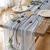 Vista 18 de Keketoarrange - Caminos de mesa rústicos de gasa color blanco marfil crema, 120 pulgadas y 10 pies, camino de mesa largo de tela de queso traslúcida