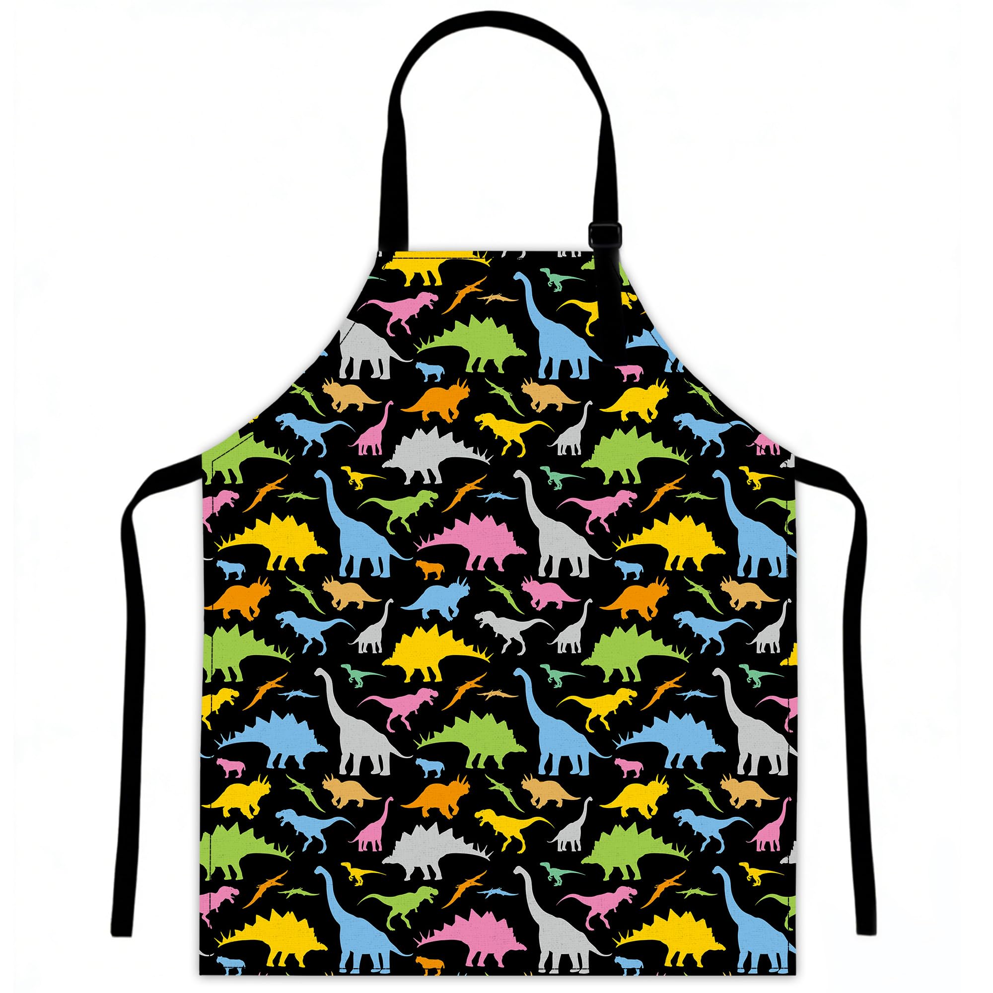 LQEBUY Kitchen Aprons Adjustable Colorful Dinosaur Cooking Apron Bib for Women Men Chef Cooking Baking Gardening