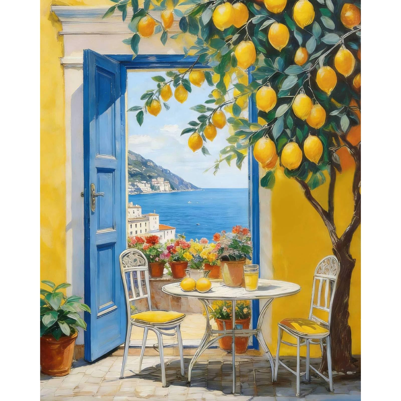 YarnWhimsy Paint by Numbers for Adults, Lemon Tree Painting by Numbers for Adults, Landscape DIY Acrylic Paint by Number for Home Wall Decor Gift, 40 x 50 cm